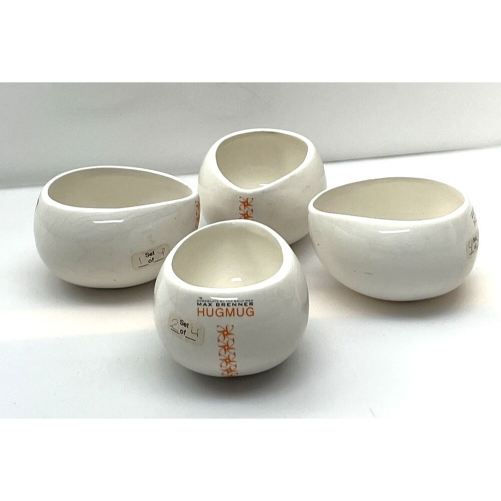 Lot Of 4 Hug Mugs By Max Brenner Warm Hands And Some Cocoa, Tea Or Coffee!